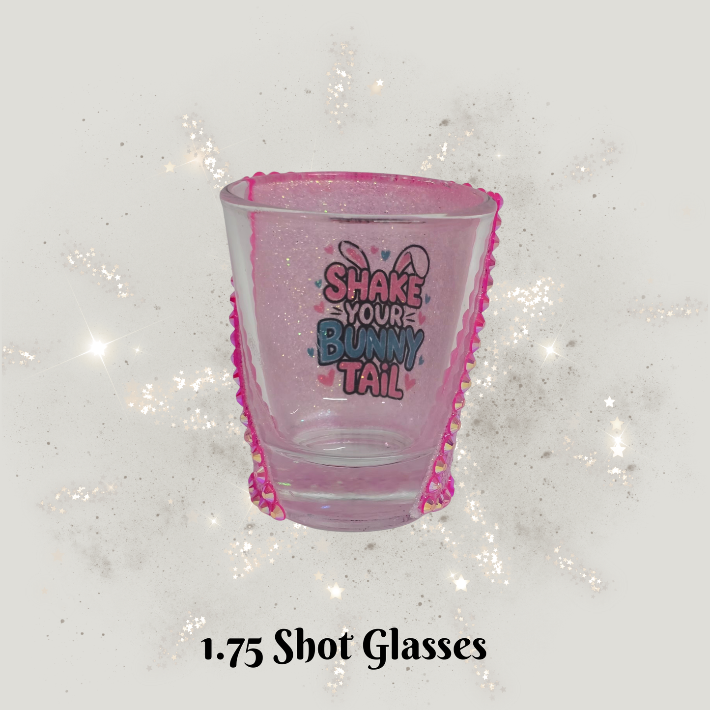 Welcome to the Shitshow Teal Peek‑A‑Boo Glitter Shot Glass with Black Rhinestones