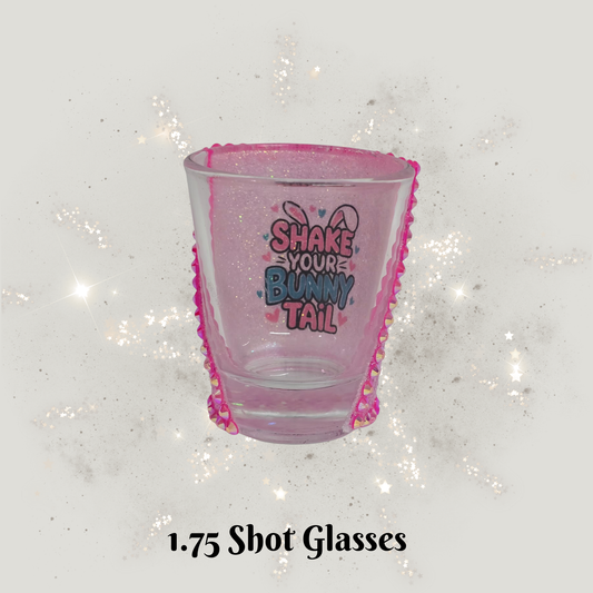 Shack Your Bunny Tail Pink Peek‑A‑Boo Glitter Shot Glass with Pink Rhinestones