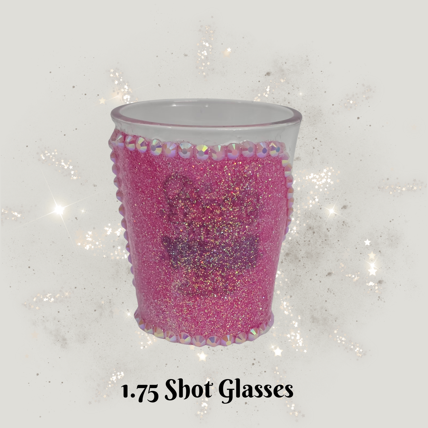 Welcome to the Shitshow Teal Peek‑A‑Boo Glitter Shot Glass with Black Rhinestones
