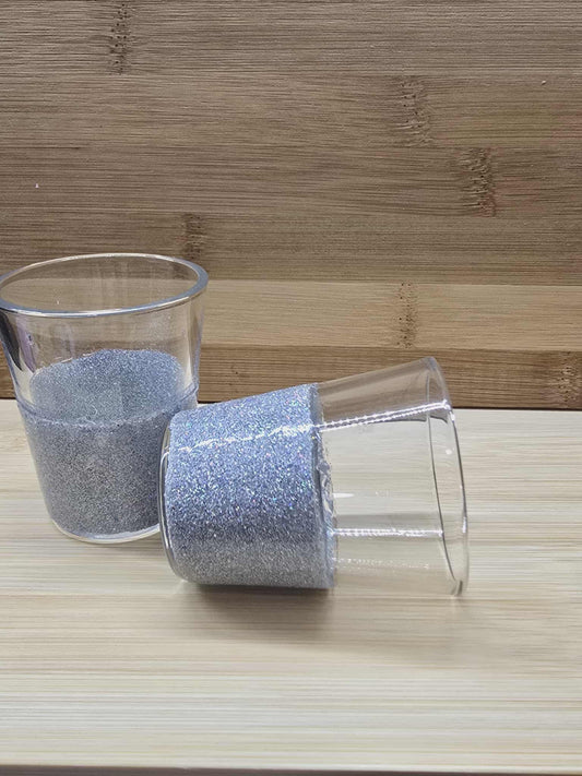 Silver Glitter Shot Glass — Customizable with Optional Rhinestones