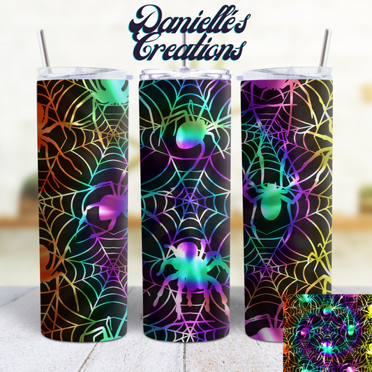 Halloween 20 oz skinny tumbler spider webs #16