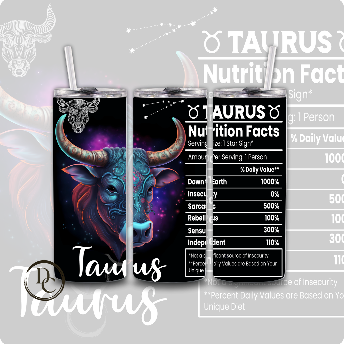 Pisces ZODIAC NUTRITION FACT 20 oz Custom Sublimation Tumbler Stainless Steel