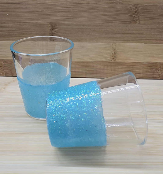 Teal Glitter Shot Glass — Customizable with Optional Rhinestones