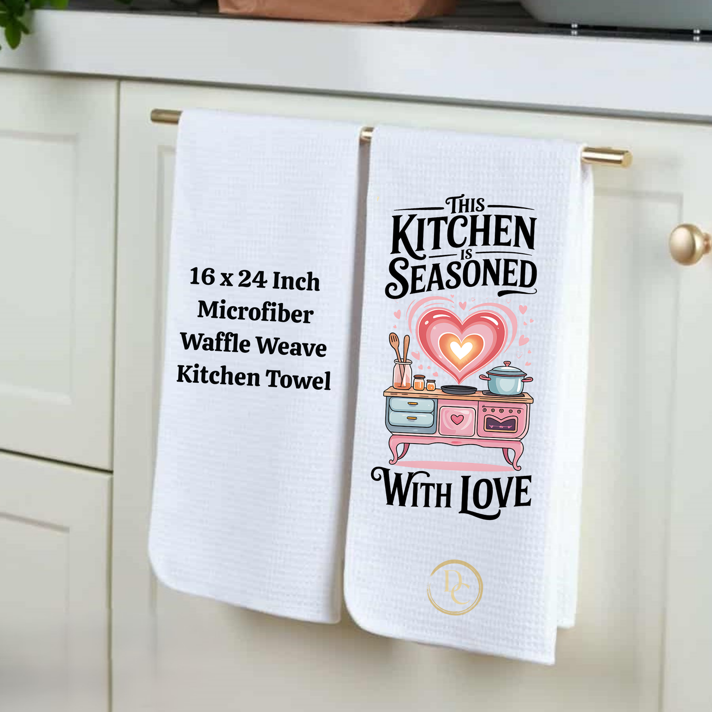 Baking Love Made Edible, Kitchen Towel Microfiber Waffle Weave