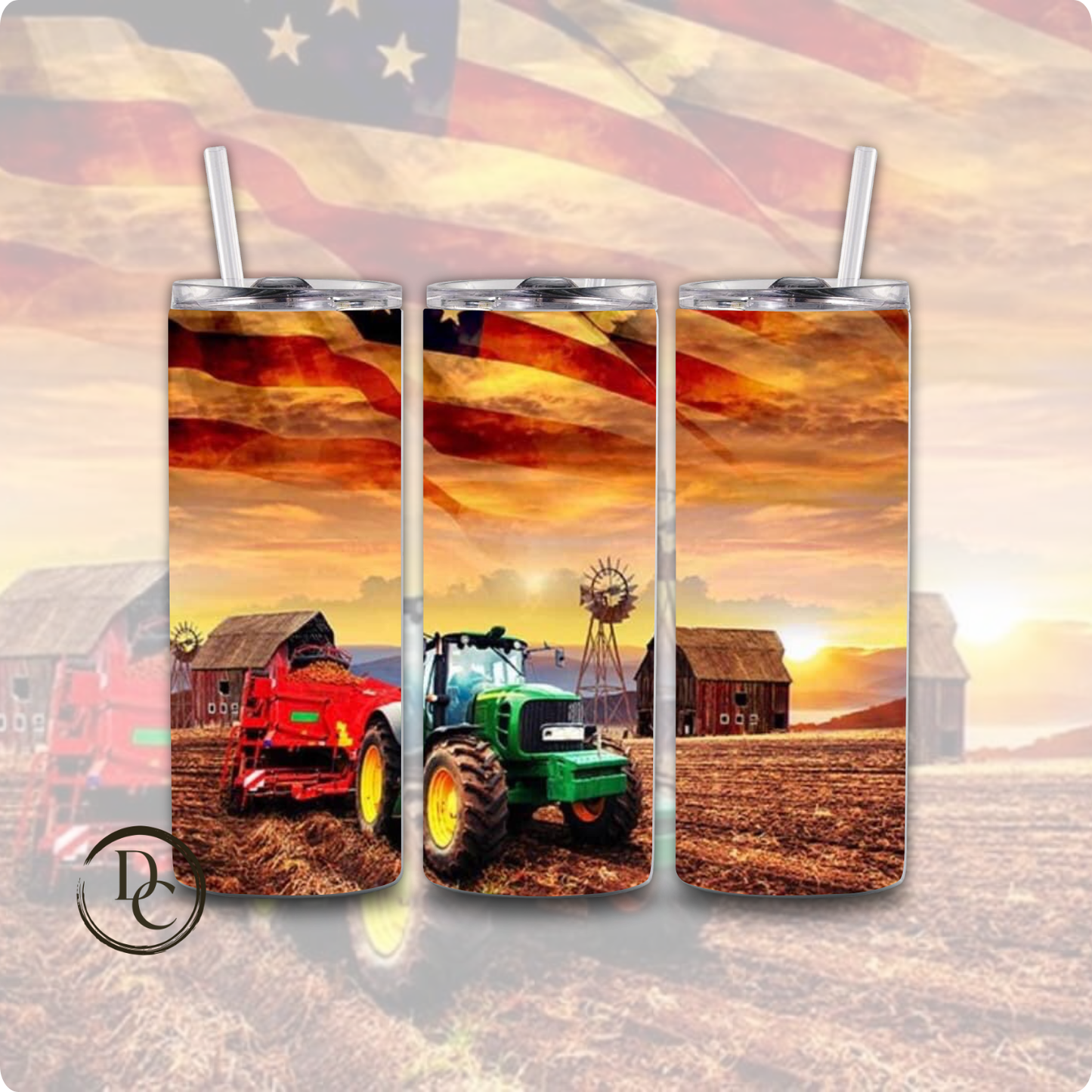 Tractor John Deere 20 oz Custom Sublimation Tumbler Stainless Steel 3