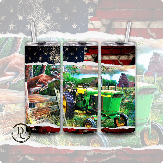 Tractor John Deere 20 oz Custom Sublimation Tumbler Stainless Steel 4