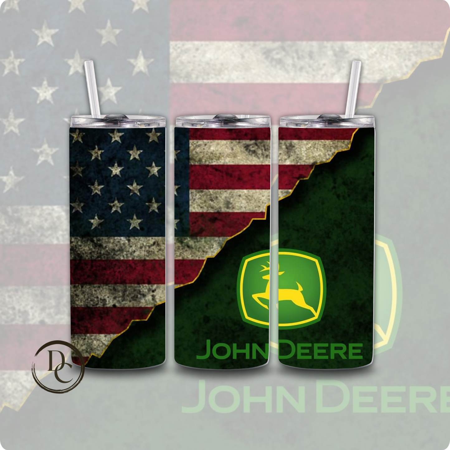 Tractor John Deere 20 oz Custom Sublimation Tumbler Stainless Steel 3
