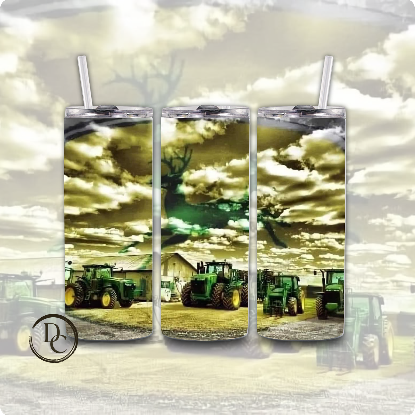 Tractor John Deere 20 oz Custom Sublimation Tumbler Stainless Steel 3