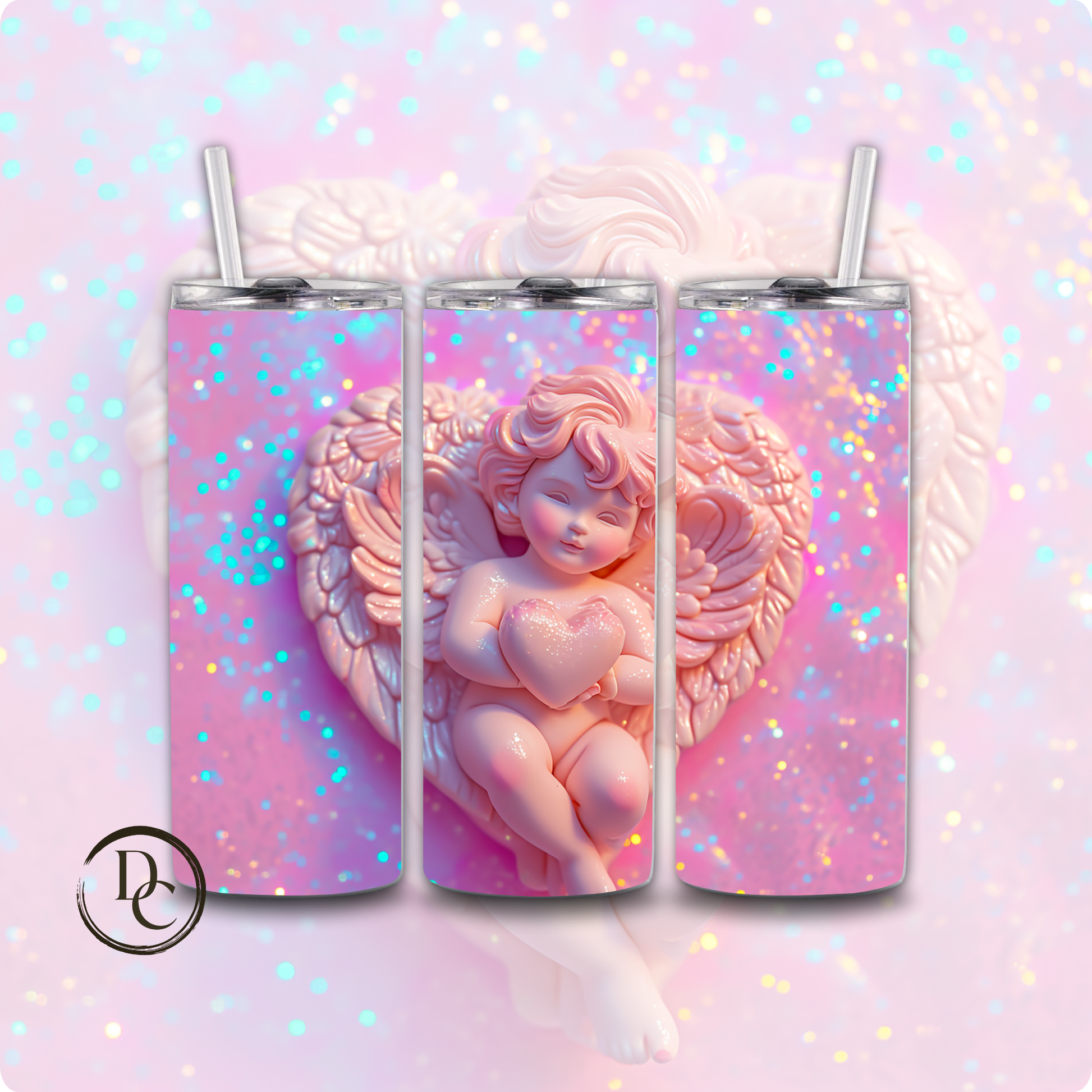 Valentines Angel Heart Tumbler water bottle 
