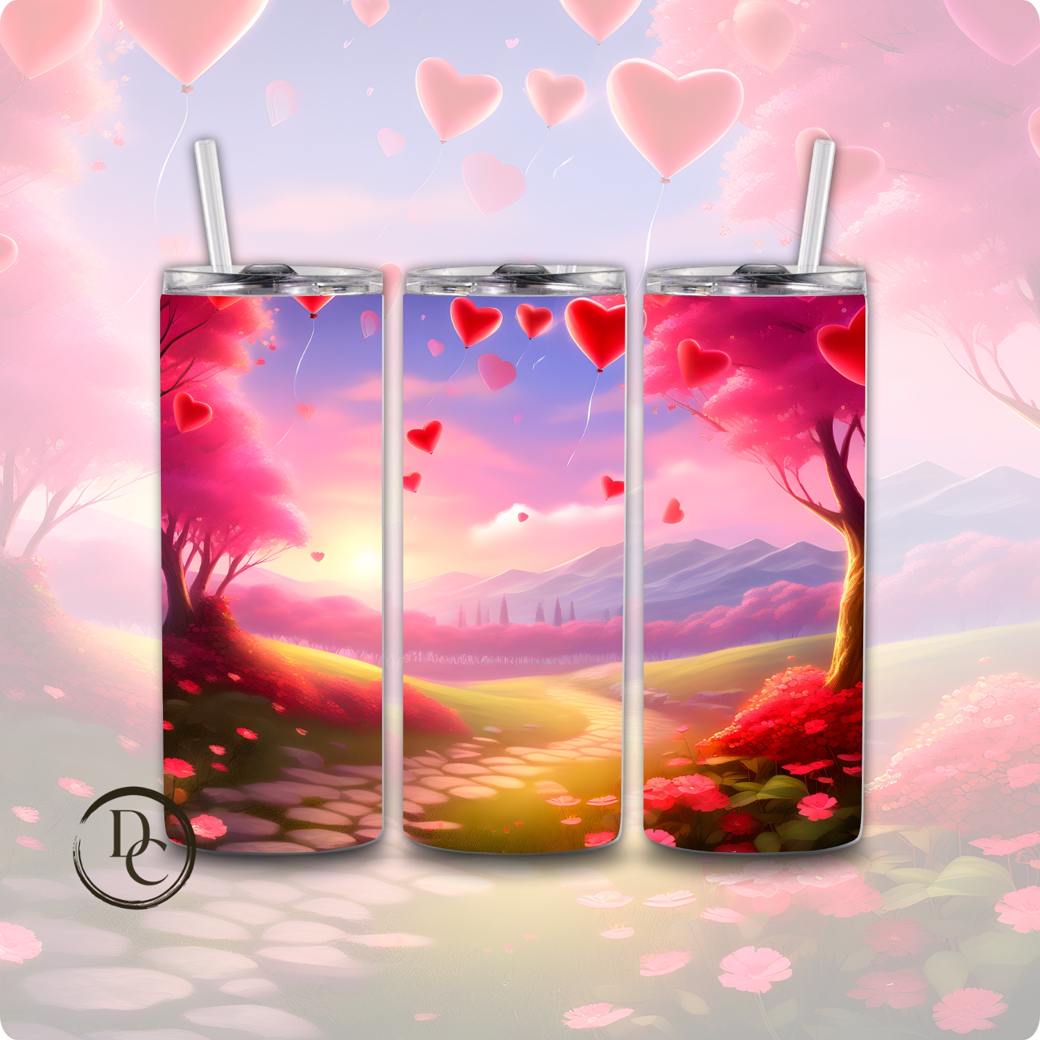 Dreamy Magical Landscape Valentine 20 oz Custom Sublimation Tumbler 