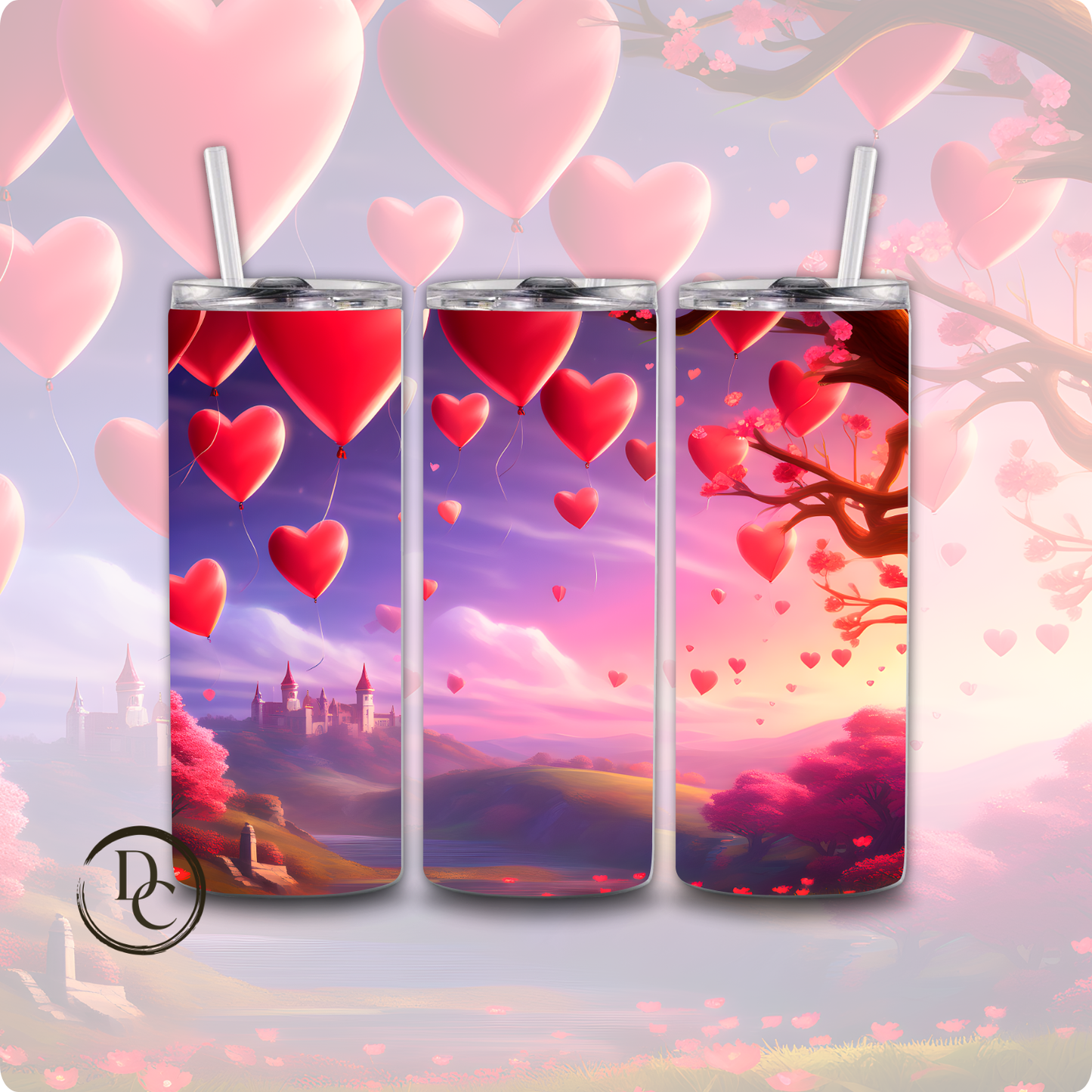 Dreamy Magical Landscape Valentine 20 oz Custom Sublimation Tumbler 