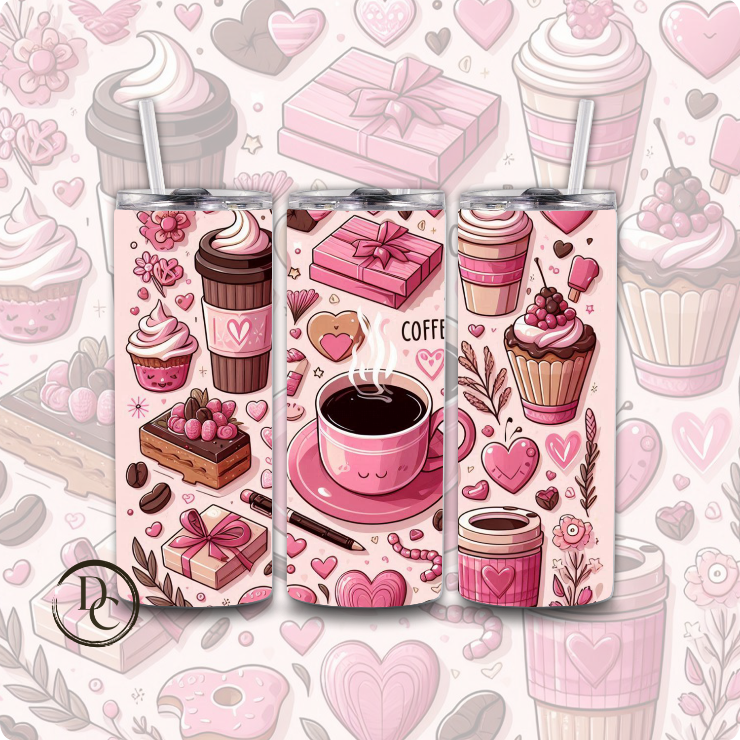 Coffee Lover Valentine 20 oz Custom Sublimation Tumbler 