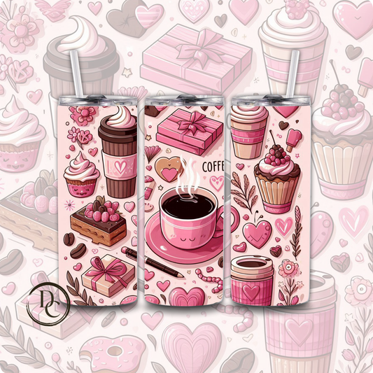 Coffee Lover Valentine 20 oz Custom Sublimation Tumbler 