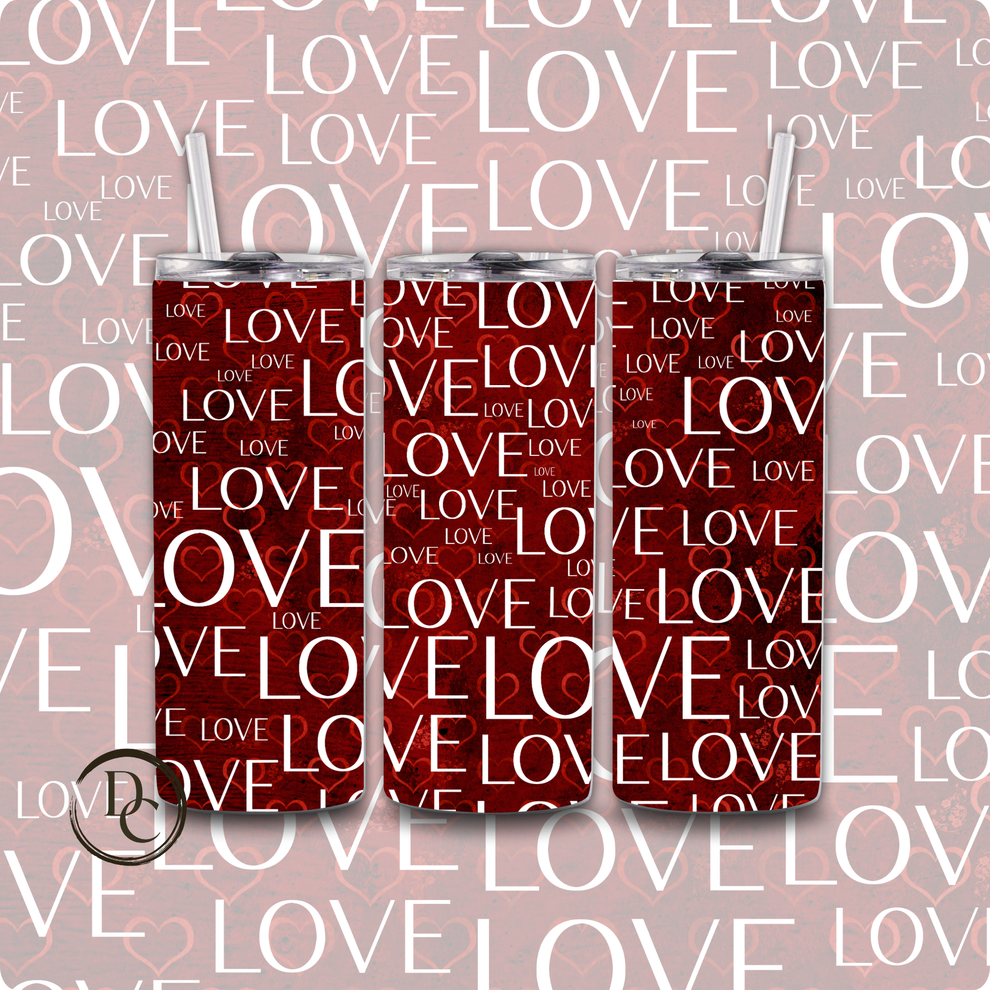 Love Red Heart custom Tumbler water Bottle