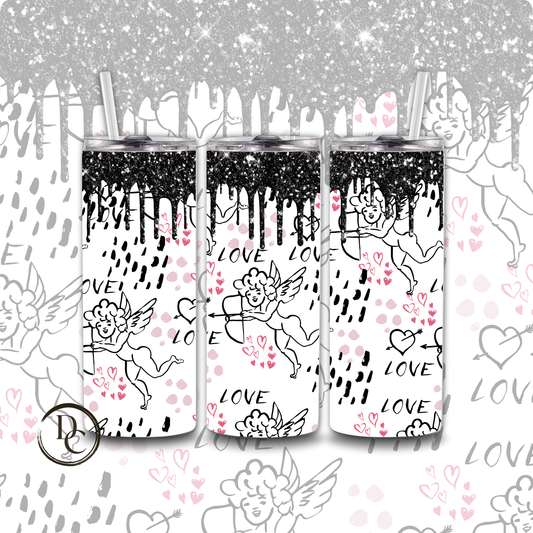 Cupid Love Heart Glitter 20 oz Custom Tumbler