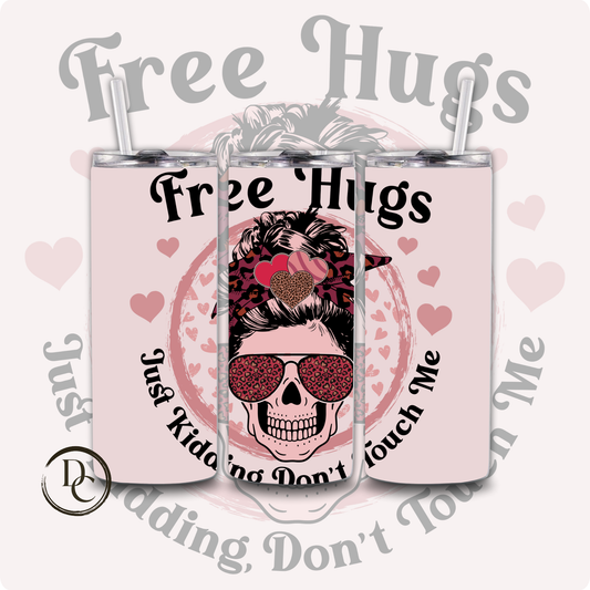 Free Hugs Messy Bun Skull 20 oz Custom tumbler water bottle