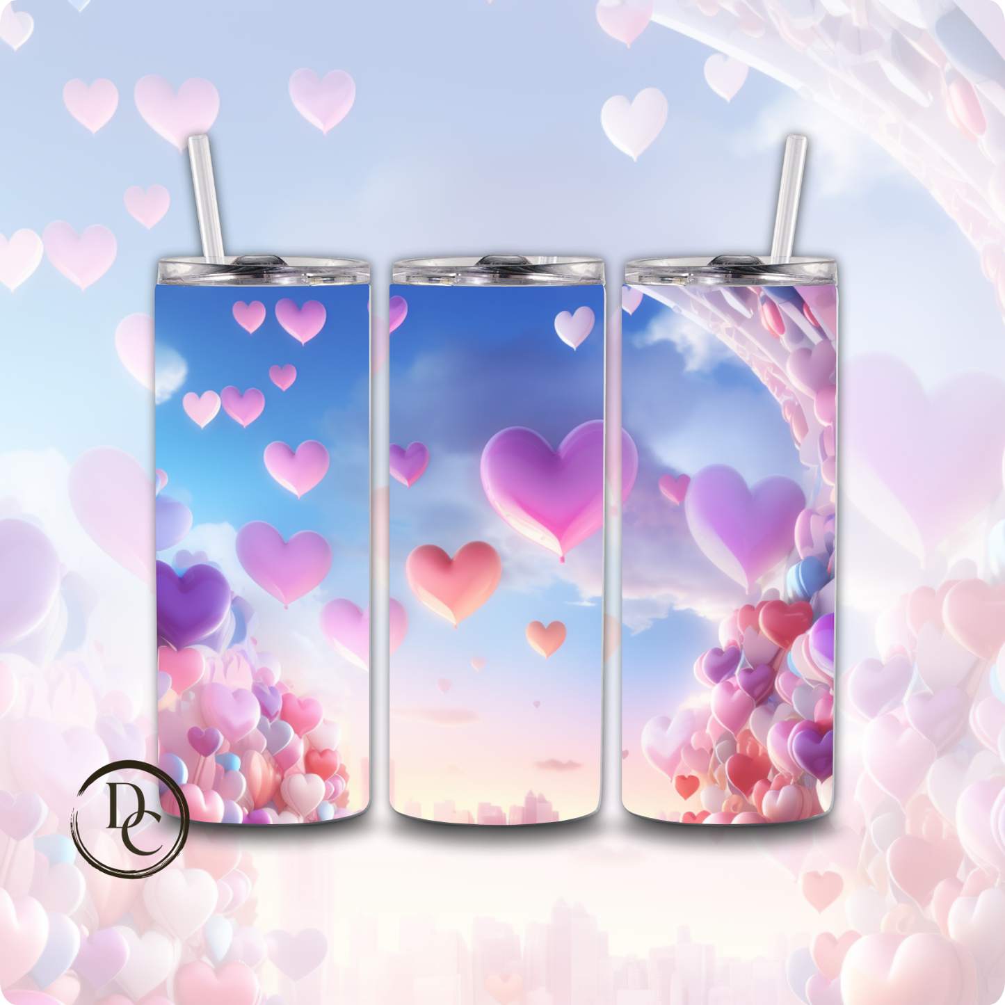 Heart Valentines 20 oz Custom Sublimation Tumbler Stainless Steel 17