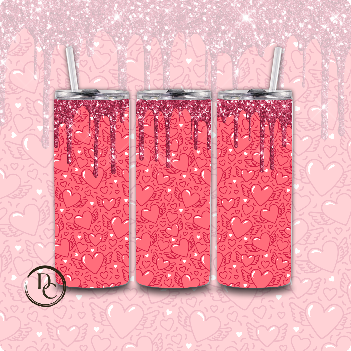 Heart Valentines 20 oz Custom Sublimation Tumbler Stainless Steel 17