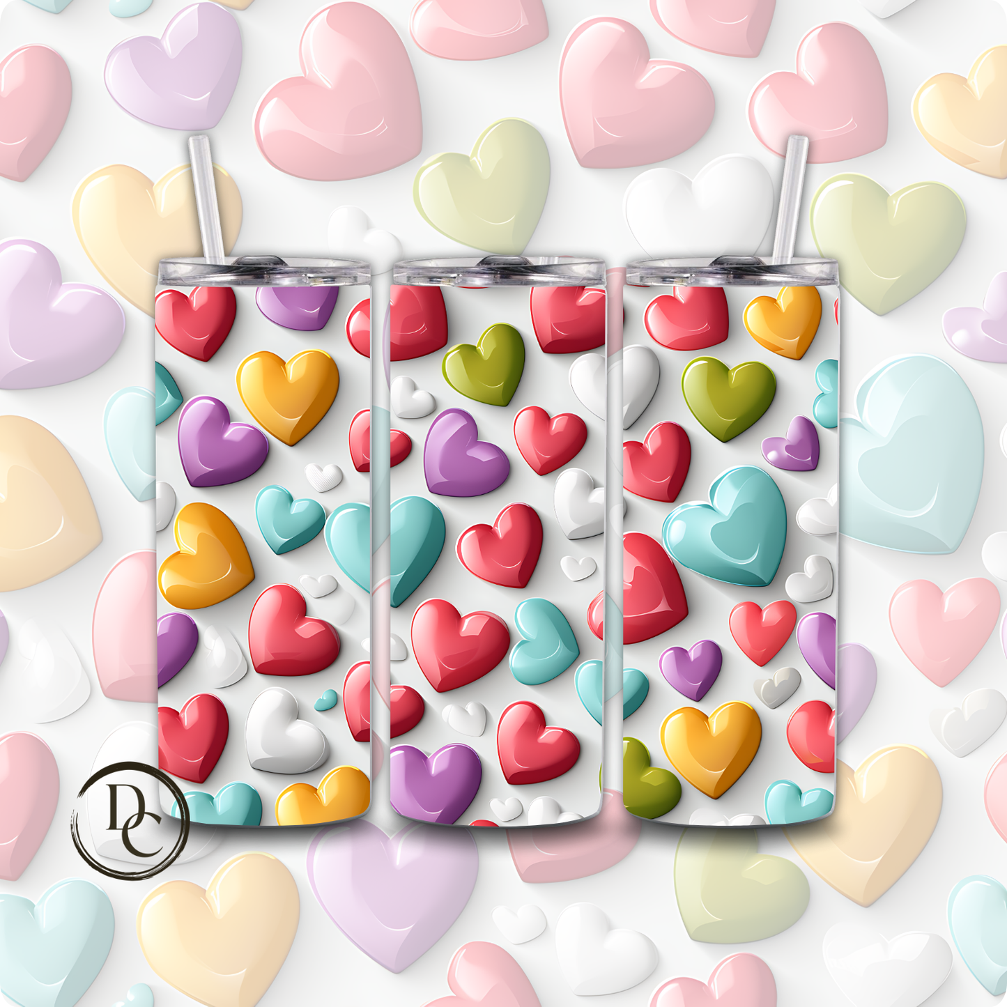 Heart Valentines 20 oz Custom Sublimation Tumbler Stainless Steel 17