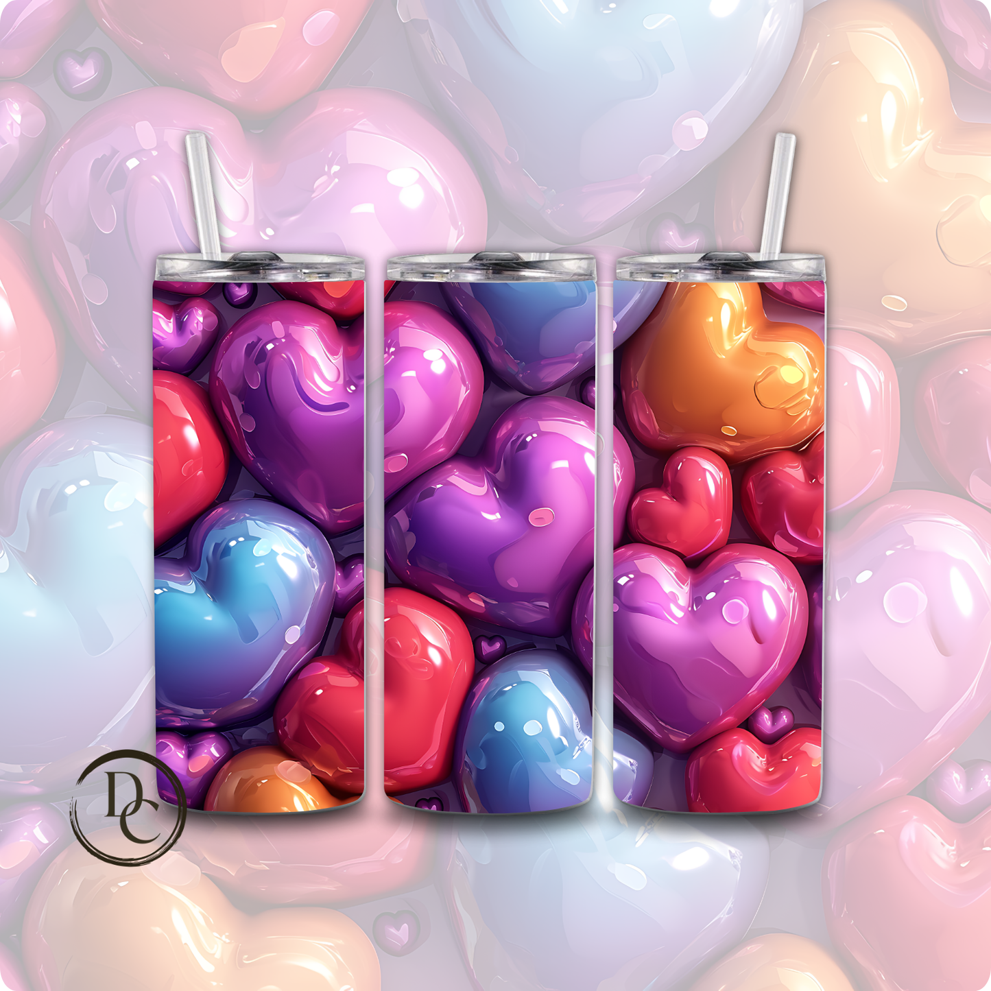 Heart Valentines 20 oz Custom Sublimation Tumbler Stainless Steel 17