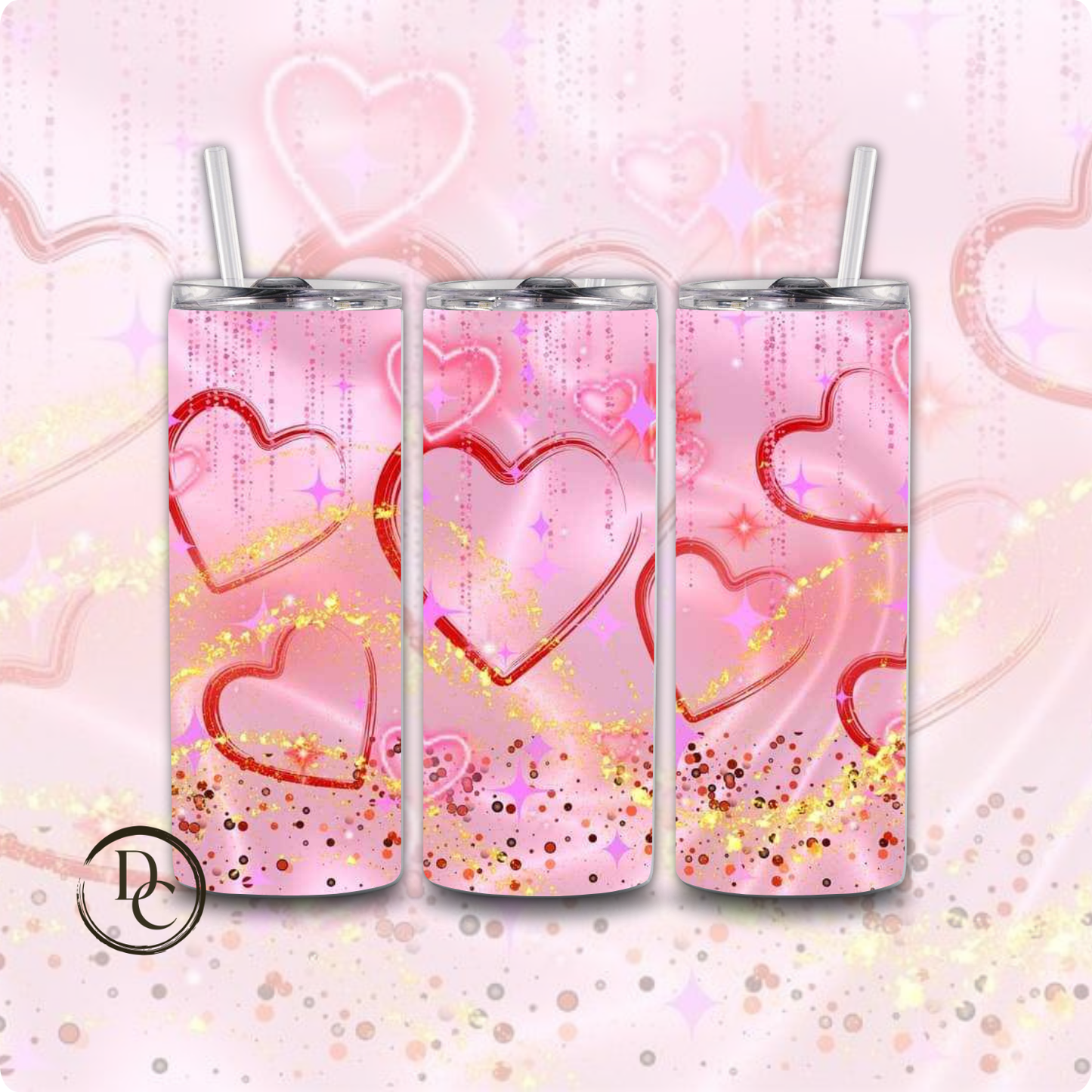Heart Valentines 20 oz Custom Sublimation Tumbler Stainless Steel 17
