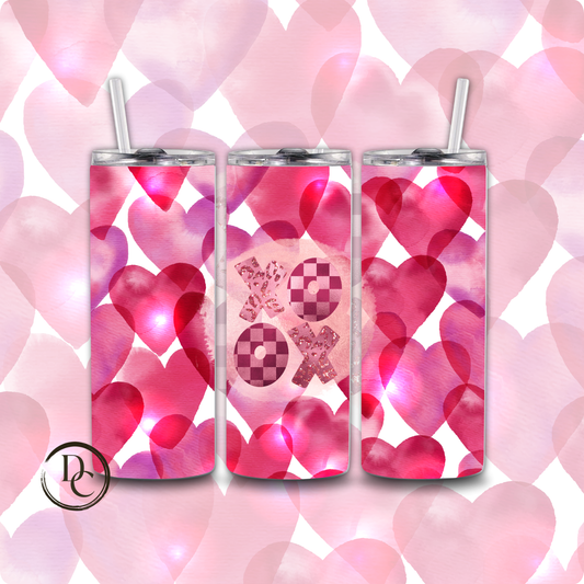 XOXOX Heart Valentines 20 oz Custom Sublimation Tumbler Stainless Steel 2