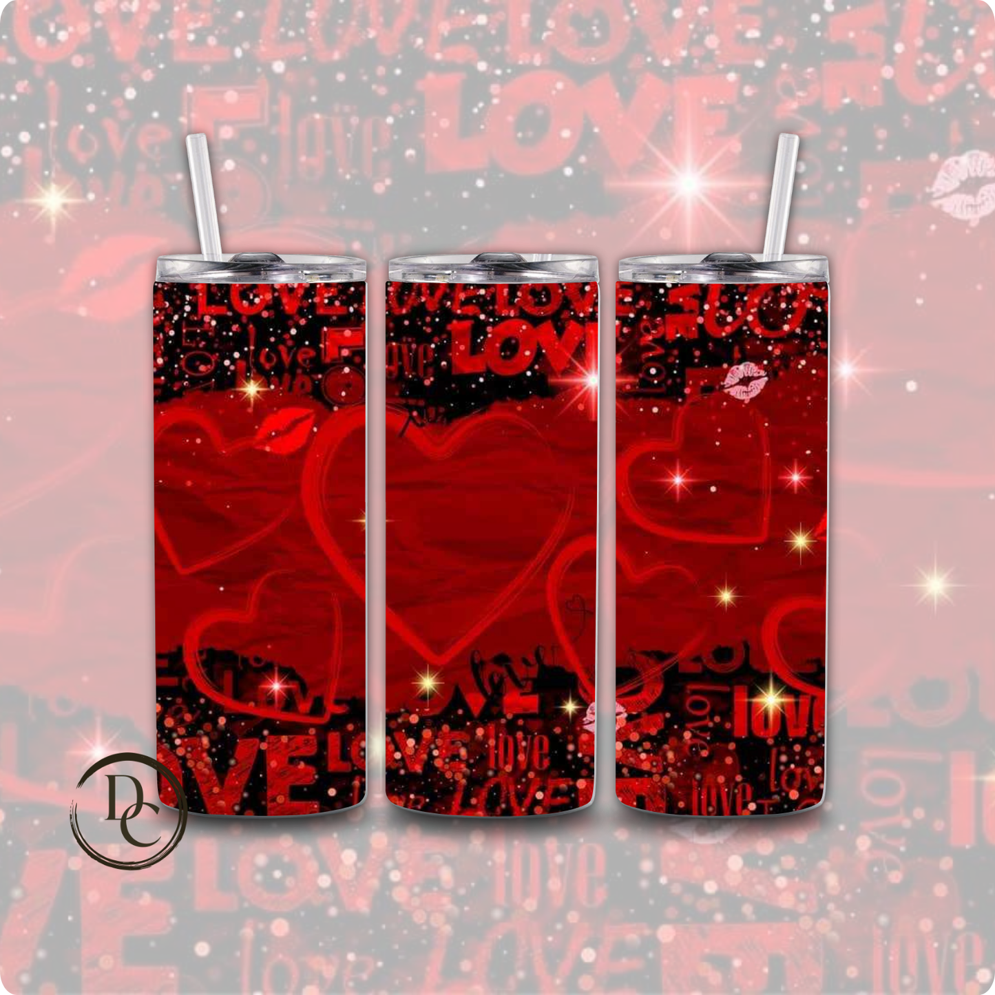 Heart Valentines 20 oz Custom Sublimation Tumbler Stainless Steel 17