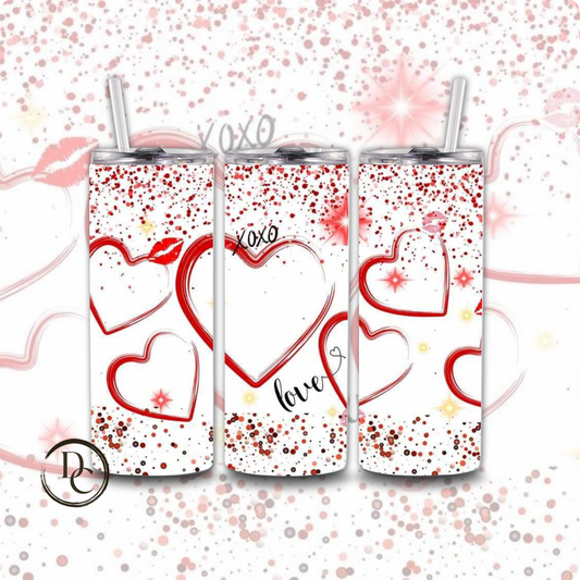 XOXO Love Heart Valentines 20 oz Custom Sublimation Tumbler Stainless Steel 21