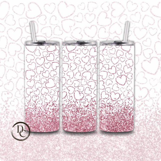 Glitter Heart Valentines 20 oz Custom Sublimation Tumbler Stainless Steel 24