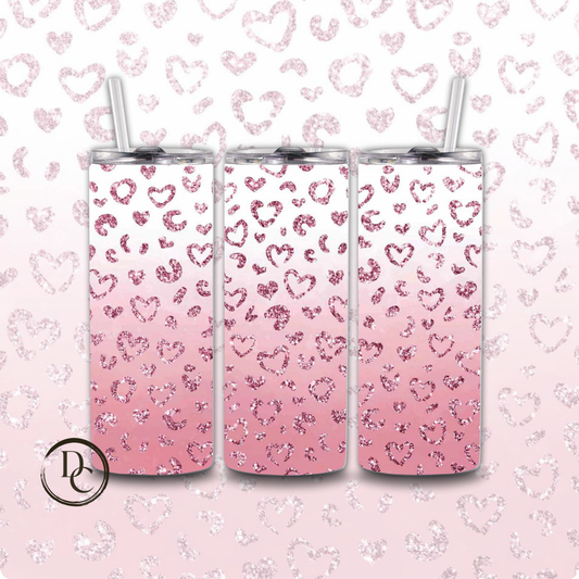 Glitter Heart Valentines 20 oz Custom Sublimation Tumbler Stainless Steel 25