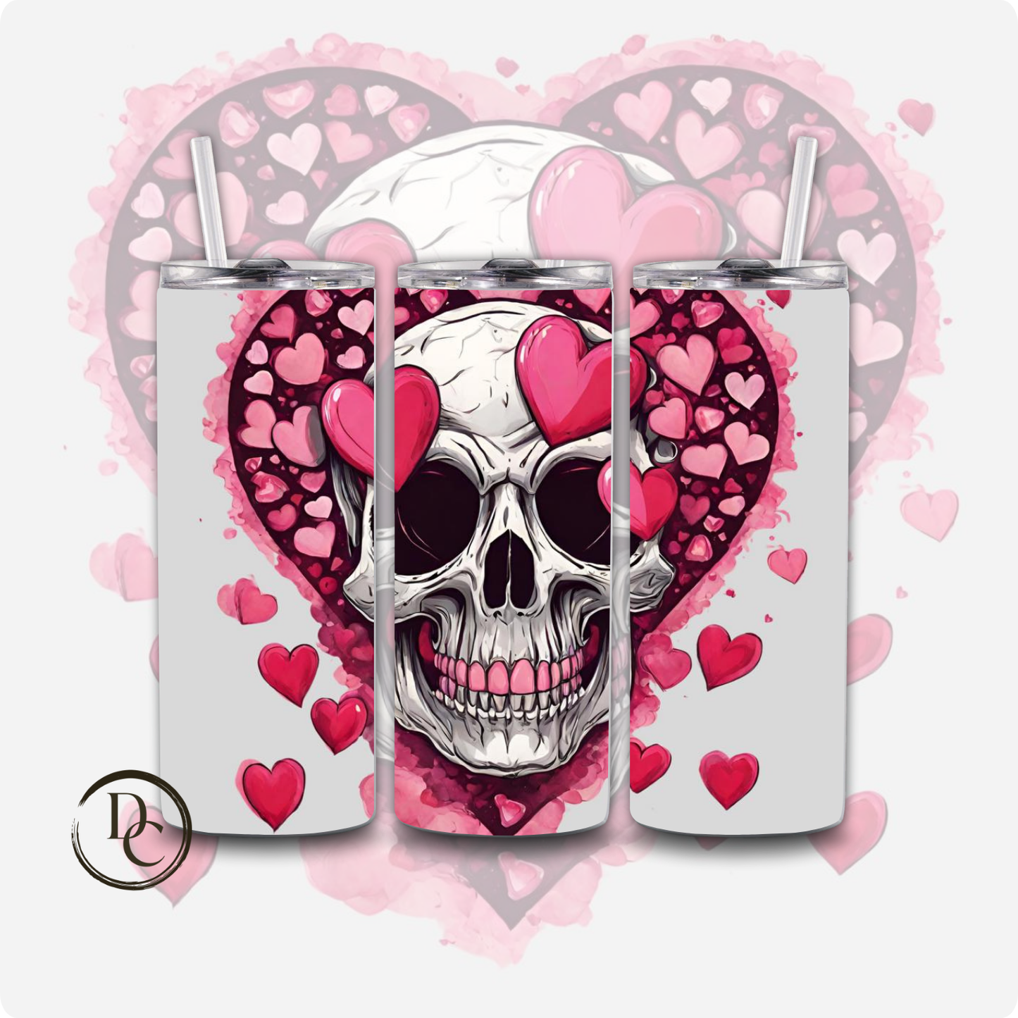 Glitter Heart Valentines 20 oz Custom Sublimation Tumbler Stainless Steel 25