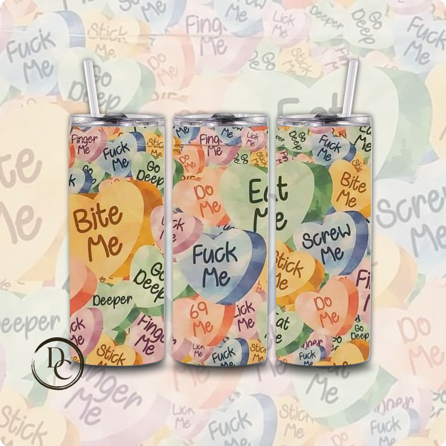 Glitter Heart Valentines 20 oz Custom Sublimation Tumbler Stainless Steel 25