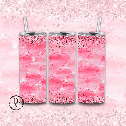 Glitter Heart Valentines 20 oz Custom Sublimation Tumbler Stainless Steel 3
