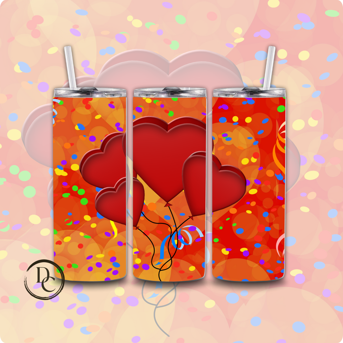 Heart Valentines 20 oz Custom Sublimation Tumbler Stainless Steel 32