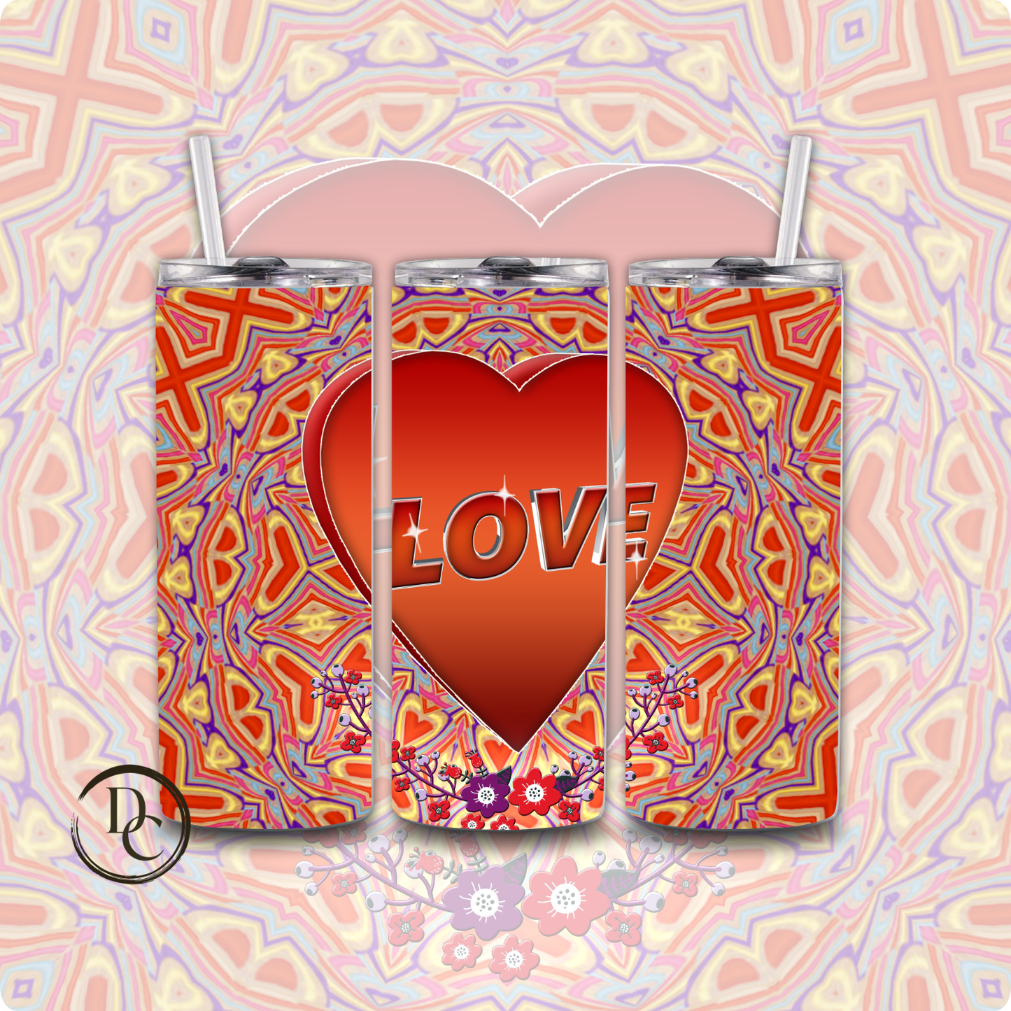 Heart Valentines 20 oz Custom Sublimation Tumbler Stainless Steel 32