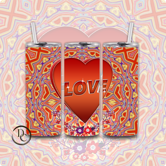 Love Heart Valentines 20 oz Custom Sublimation Tumbler Stainless Steel 35