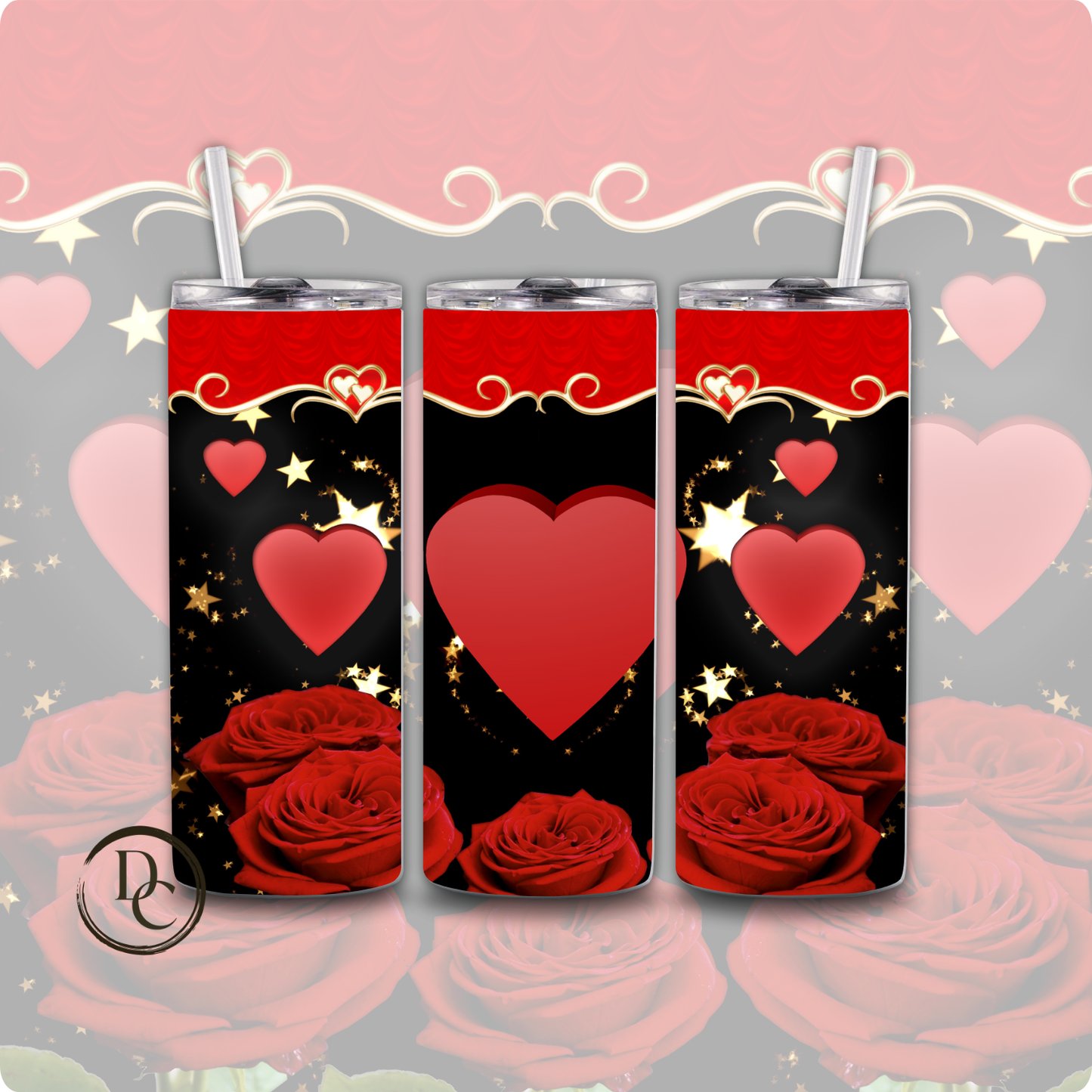 Heart Valentines 20 oz Custom Sublimation Tumbler Stainless Steel 32