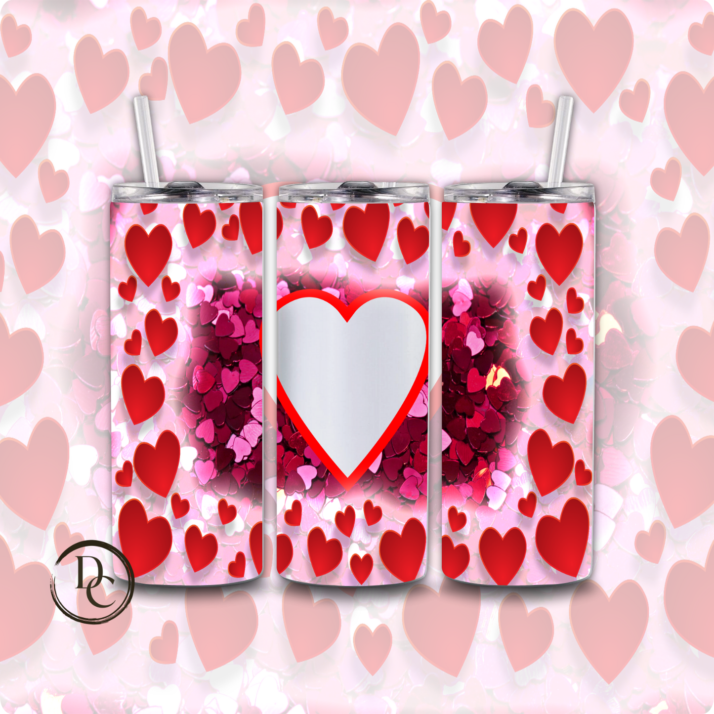 Heart Valentines 20 oz Custom Sublimation Tumbler Stainless Steel 32