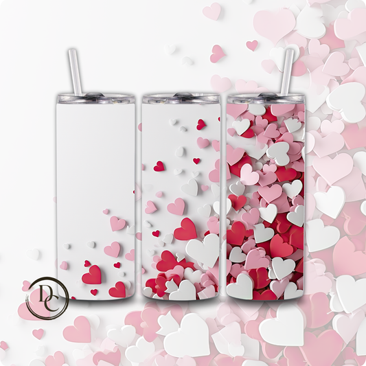 Pink Heart Valentines 20 oz Custom Sublimation Tumbler Stainless Steel 7