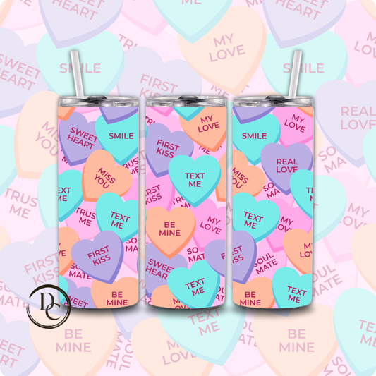 Candy Heart Valentines 20 oz Custom Sublimation Tumbler Stainless Steel 9