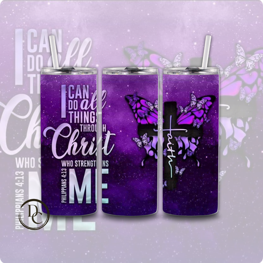 I can Do All Things Through Christ 20 oz Custom Sublimation Tumbler Stainless Steel 22