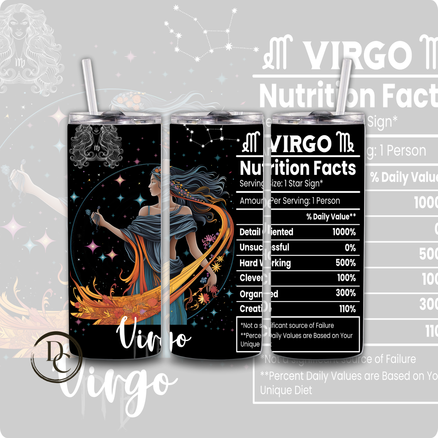 Pisces ZODIAC NUTRITION FACT 20 oz Custom Sublimation Tumbler Stainless Steel