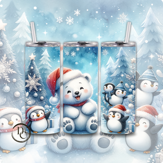 Polar Bear Christmas 20 Oz Custom Sublimation Tumbler Stainless Steel # 29