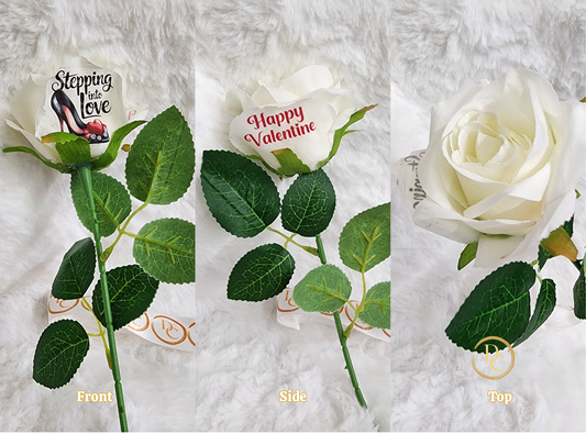 White Rose Stepping into Love/ Happy Valentines Predesigns Custom Forever Flower Fun Custom Designs