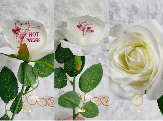 White Rose Cupid's Favorite HOT MESS Predesigns Custom Forever Flower Fun Custom Designs