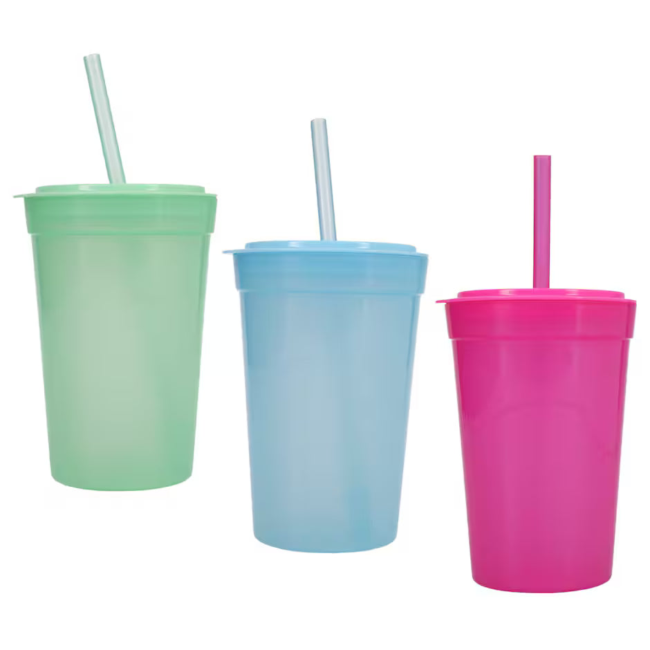 5" Blue Kids Color Changing Cup with Lid and Straw — Personalized Easter Bunny