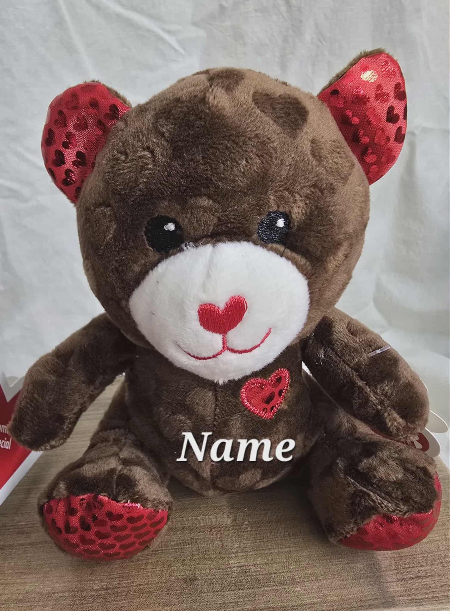 Brown 7 in Valentines Plush Bear personalized with Name