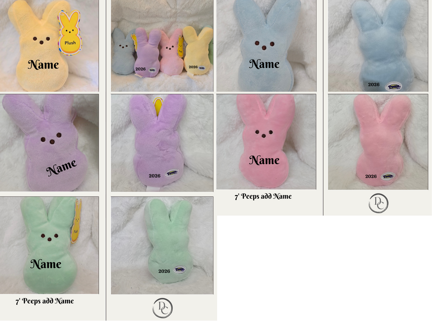 7" Pink Peeps Plush Bunny Personalized with Name